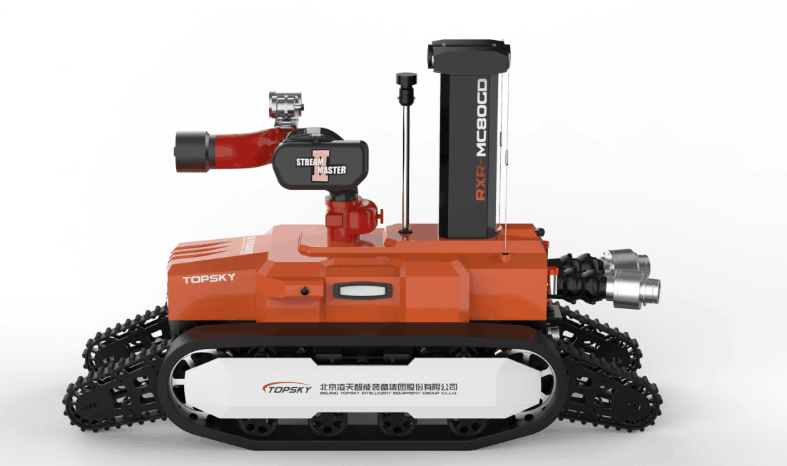 全地形防爆消防滅火偵察機(jī)器人【履帶擺臂】  (第2代，升降云臺及氣體二合一探測裝置+語音控制）  RXR-MC80BGD